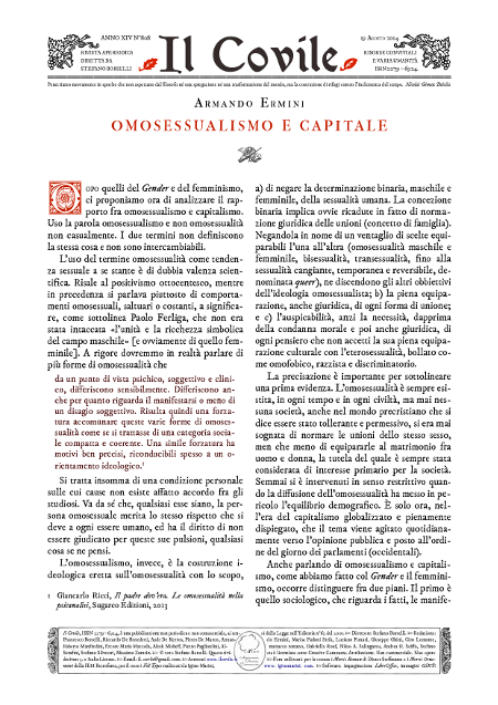 Copertina di Omosessualismo e capitale.