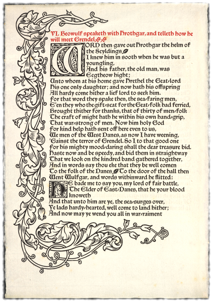 Pagina dell'edizione di Morris di Beowulf