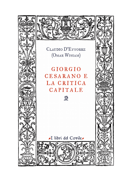 Copertina di Giorgio Cesarano e la critica capitale.