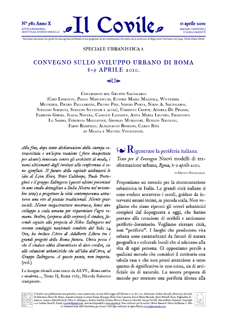 Copertina di Convegno sullo sviluppo urbano di Roma 8-9 aprile 2010.