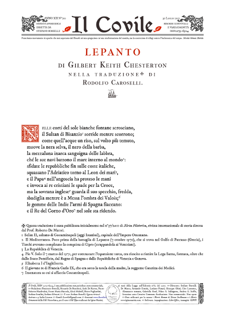 Copertina di «Lepanto».