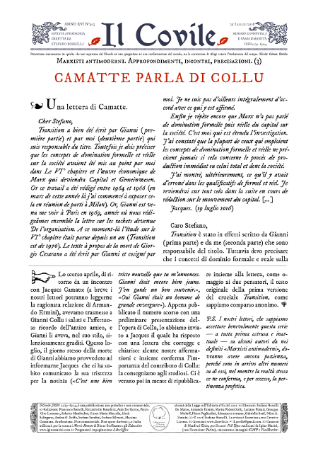 Copertina di Camatte parla di Collu.
