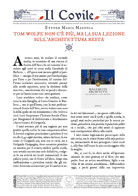 Copertina di Tom Wolfe non c’è piú, ma la sua lezione sull’architettura resta.