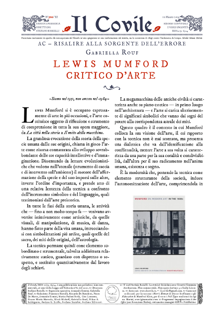 Copertina di Lewis Mumford critico d’arte.