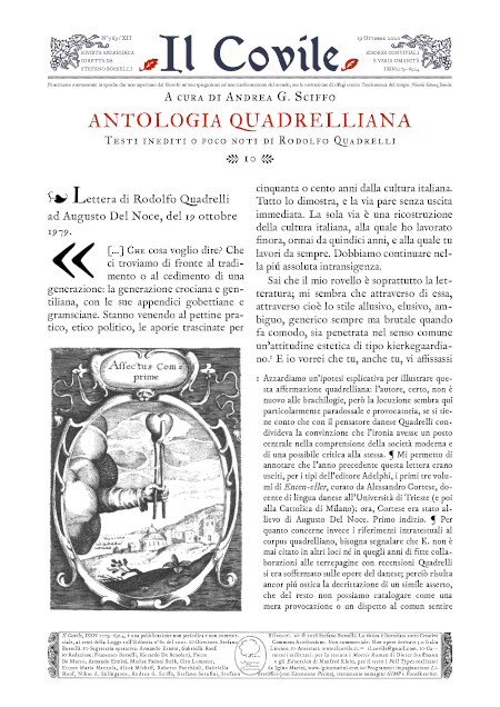 Copertina di Lettera di Rodolfo Quadrelli ad Augusto Del Noce, del 19 ottobre 1979.